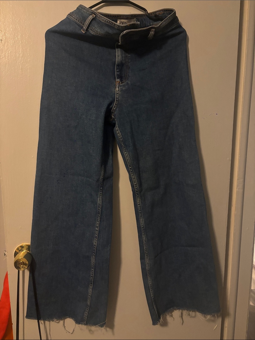 Zara Wide-Leg Blue Jeans with Raw Hem